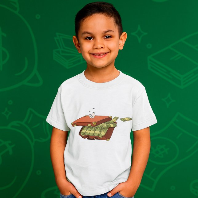 Camiseta Cartoon Suitcase Cheio de Money Cash Bundles (Criador carregado)
