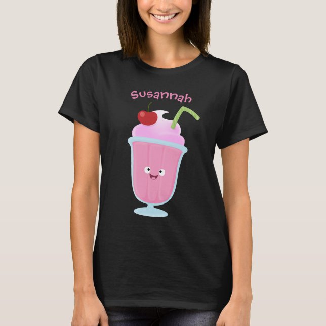 Camiseta Cartoon sundae de sorvete de morango (Frente)