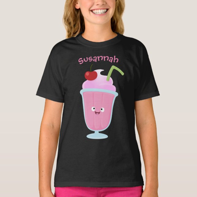 Camiseta Cartoon sundae de sorvete de morango (Frente)