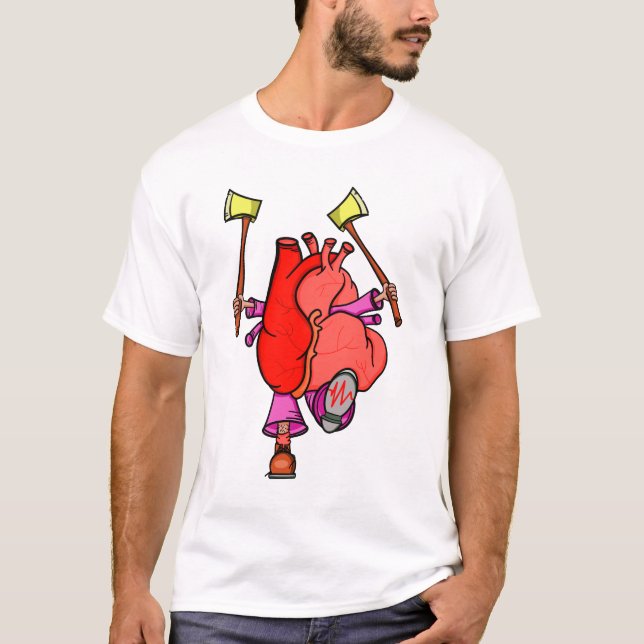 Camiseta Cartoon Surreal Engraçado Ataque Cardíaco (Frente)