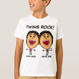 Camiseta Cartoon Twin Boys Rock
