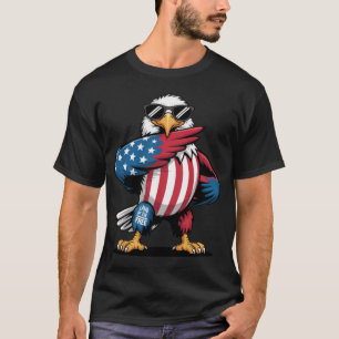 Camiseta Cartoon USA Bald Eagle Nascer para Voar Livre 4 de