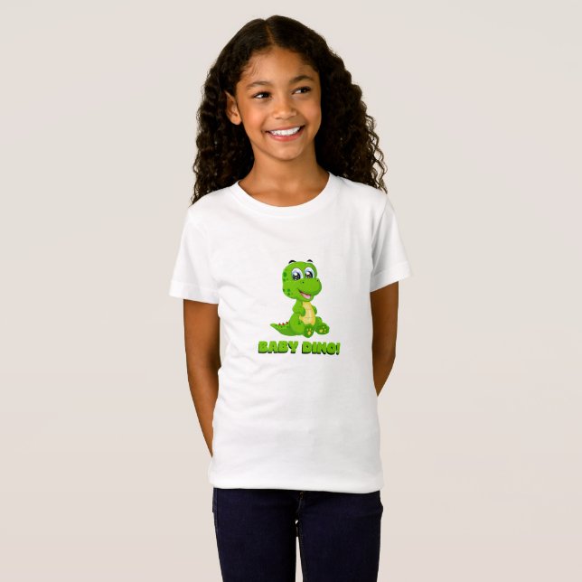 Camiseta Cartoon Verde Bebê Adorável Dino - Dinossauro Boni (Frente Completa)