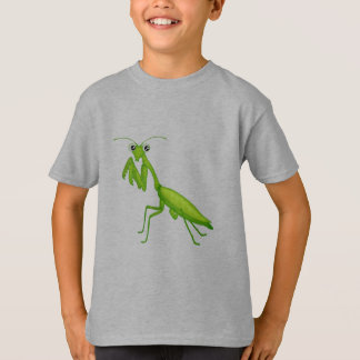 Camiseta Cartoon Verde Rezando Mantis Unisex Roupa