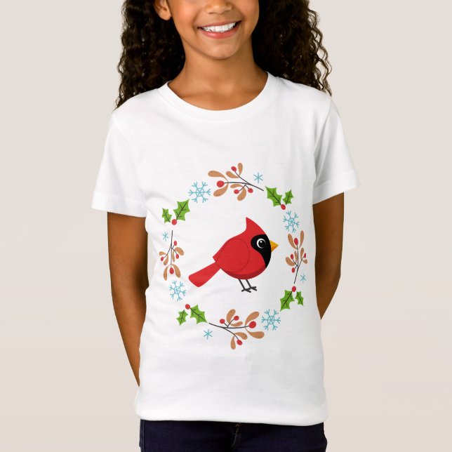 Camiseta Cartoon Vermelho Bonito com Flores (Frente)