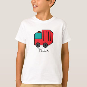 Camiseta Cartoon Vermelho Lixo/Caminhão Reciclar com Nome d