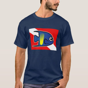 Camiseta Cartoon Yellowbar Angelfish Dive Flag