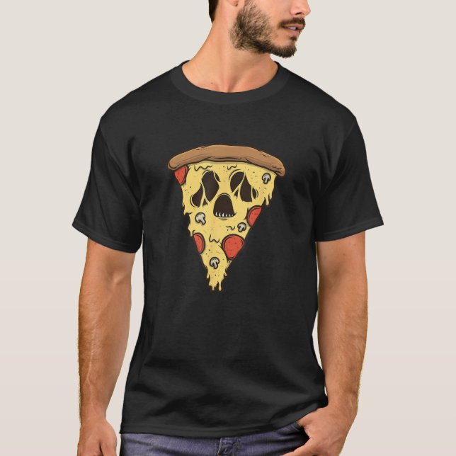 Camiseta Cartoon Zombie Pizza Slice (Frente)