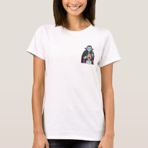 Camiseta Cartoonista Vampiro Dentista Engraçado Examinando