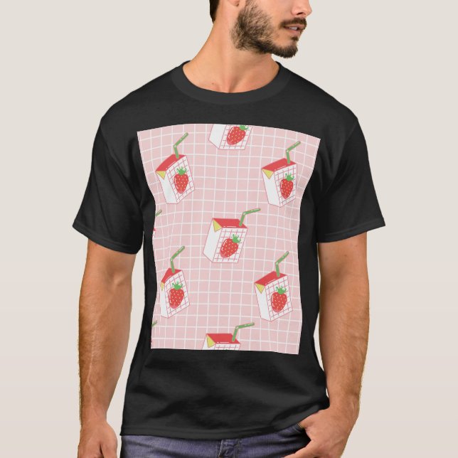 Camiseta Cartoons de Leite de Morango: Padrões Reproduzívei (Frente)