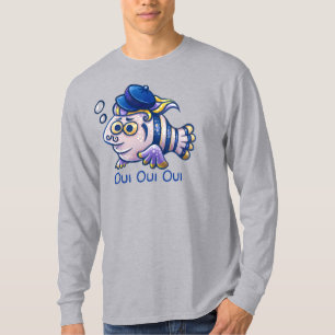 Camiseta Cartoony French Fish com Beret