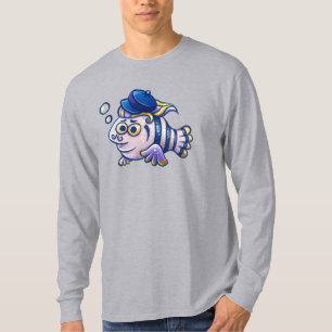 Camiseta Cartoony French Fish com Beret