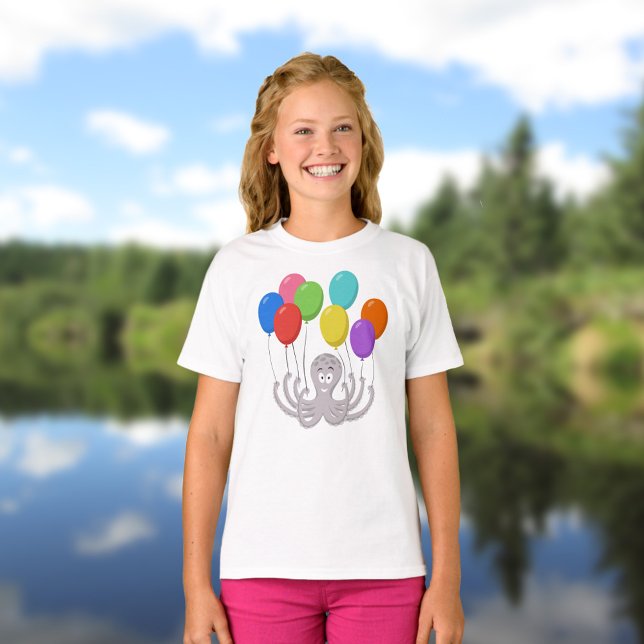Camiseta Cartopus Colorful Balloons Girl (Criador carregado)