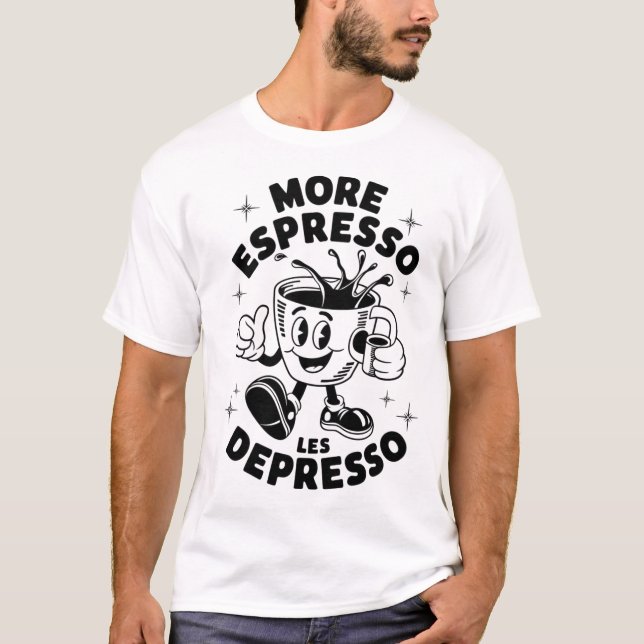 Camiseta Cartum de café Retro Engraçado (Frente)