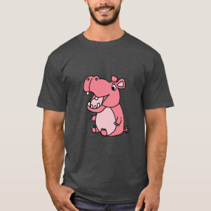 Camiseta Cartum de Hippo Rosa Engraçado