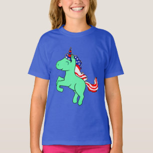 Camiseta Cartum de Sinalizador Mane, Patriótico da Unicór