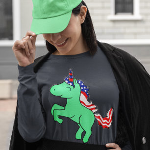 Camiseta Cartum de Sinalizador Mane, Patriótico da Unicór