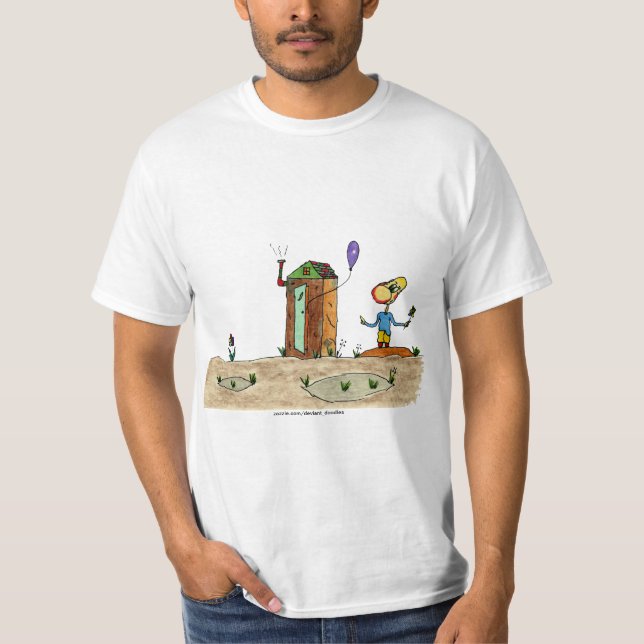 Camiseta Cartum olha para o balão do banheiro (Frente)