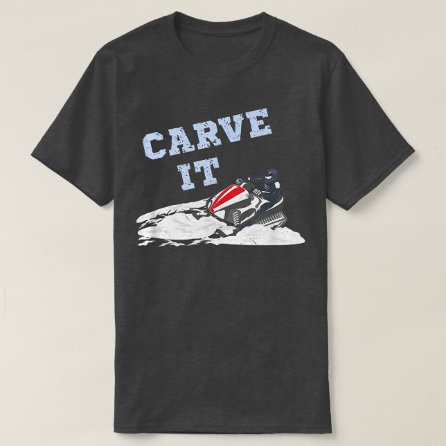 Camiseta Carve-O Engraçado Snowmobile A Caminhar Neve Profu (Frente do Design)