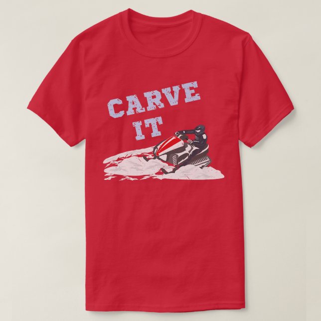 Camiseta Carve-O Engraçado Snowmobile A Caminhar Neve Profu (Frente do Design)