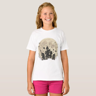 Camiseta Casa Assaltada Spooky com Lua Cheia e Fantasmas