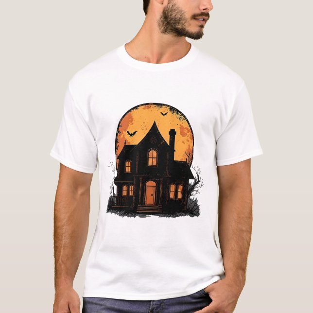 Camiseta Casa Assombrada à Noite (Frente)