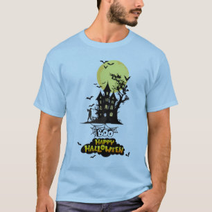 Camiseta Casa Assombrada Assustadora Boo Feliz Desenho de H
