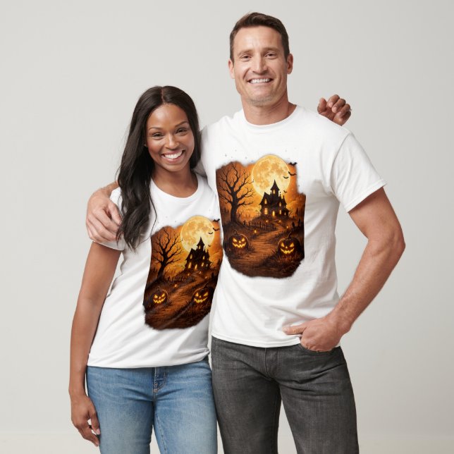 Camiseta Casa Assombrada Assustadora de Halloween  (Unissex)