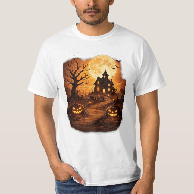 Camiseta Casa Assombrada Assustadora de Halloween  (Frente)