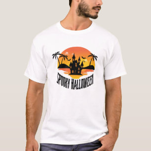 Camiseta Casa Assombrada Assustadora de Halloween Tropical