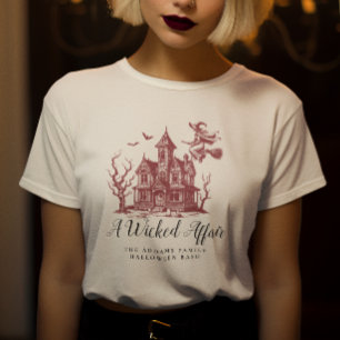 Camiseta Casa Assombrada Bruxa Morcegos Vintage Festa de Ha