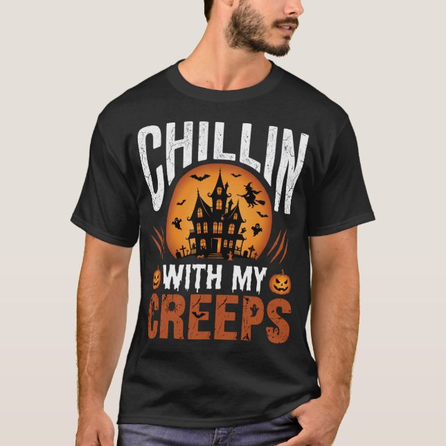 Camiseta Casa Assombrada Chillin Com Meus Creepy Des (Frente)