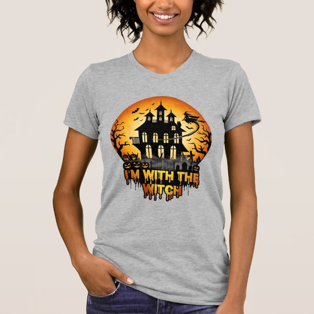 Camiseta Casa Assombrada da Bruxa Abóboras da Lua Cheia (Frente)