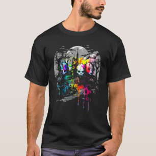 Camiseta Casa Assombrada de Crânios de Zumbi Splash de Cor