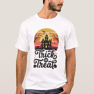 Camiseta Casa Assombrada de Doce ou Travessura Vetor de Hal