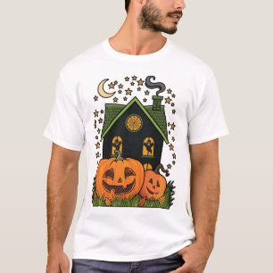 Camiseta Casa Assombrada de Halloween Abóboras Fantasmas Lu