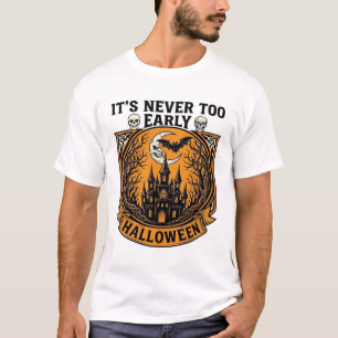 Camiseta Casa Assombrada de Halloween Nunca Muito Cedo Morc