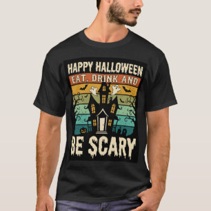 Camiseta Casa Assombrada de Halloween Retro Assustadora