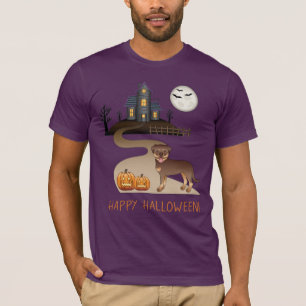 Camiseta Casa Assombrada Do Dia das Bruxas, Vermelha E Tan