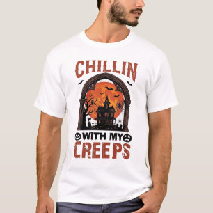 Camiseta Casa Assombrada do Halloween Chillin Creeps Lua La