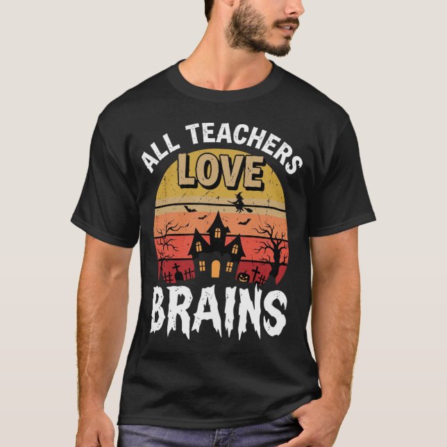Camiseta Casa Assombrada do Professor de Halloween (Frente)