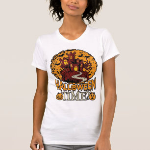 Camiseta Casa Assombrada do Tempo do Halloween Abóbora da L