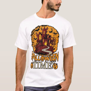 Camiseta Casa Assombrada do Tempo do Halloween Abóboras da