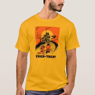 Camiseta casa assombrada doçura ou travessura do Dia das