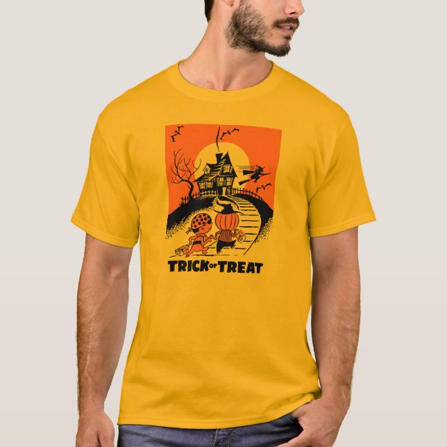 Camiseta casa assombrada doçura ou travessura do Dia das (Frente)