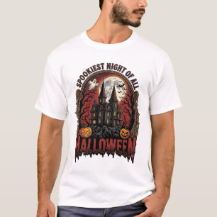 Camiseta Casa Assombrada Halloween Gravura Vintage Assustad
