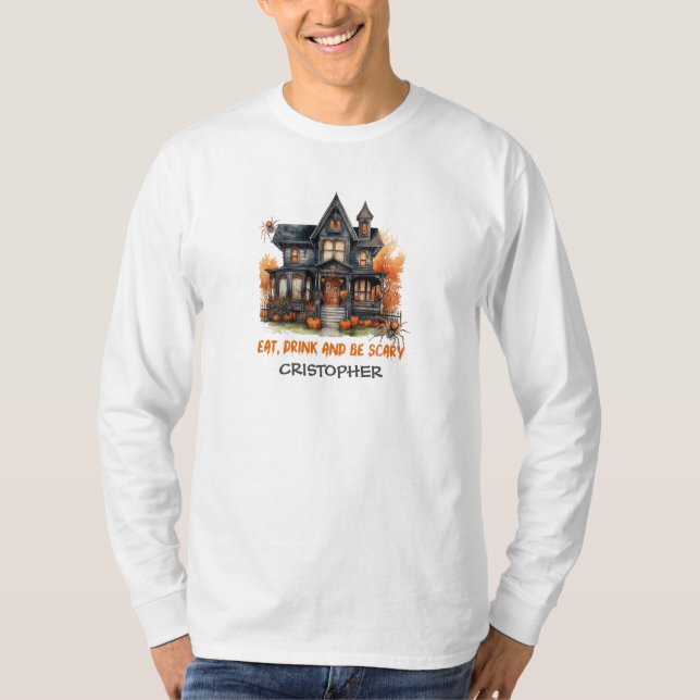 Camiseta Casa assombrada única vintage clássica Halloween (Frente)