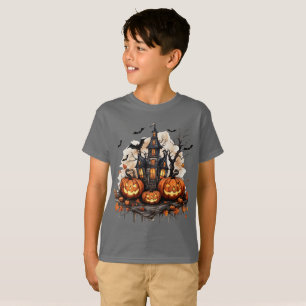 Camiseta Casa Assombrada Vintage Abóbora de Halloween 