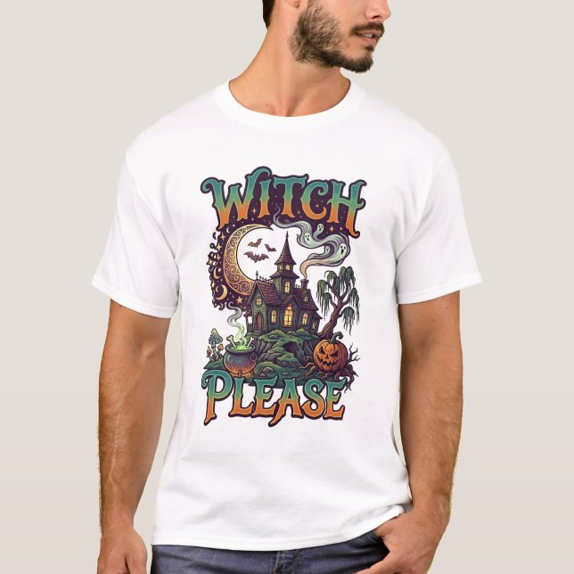 Camiseta Casa Assombrada Witch Please Cauldron Lua Crescent (Frente)