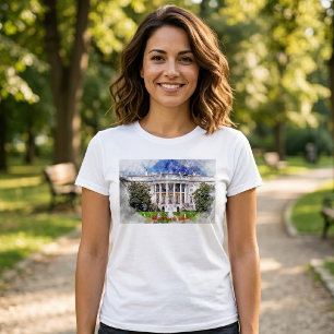 Camiseta Casa Branca em Washington DC em Watercolor